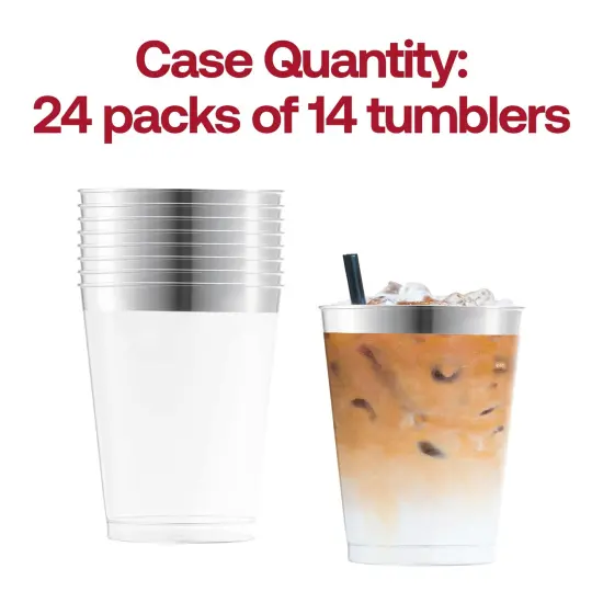 Clear with Metallic Silver Rim Round Tumblers - 10 oz. (336 Cups) {5}