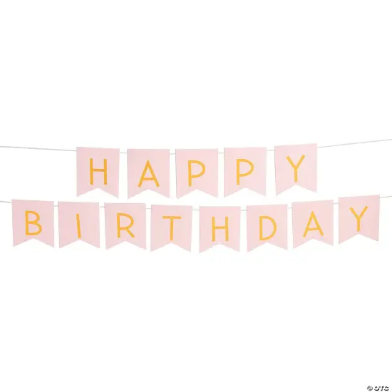 Pink & Gold Happy Birthday Banner 2 Pc 7 Ft {3}