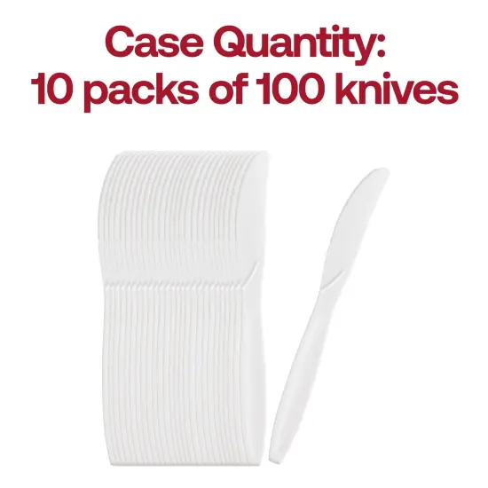 White Plastic Disposable Knives (1000 Knives) {5}