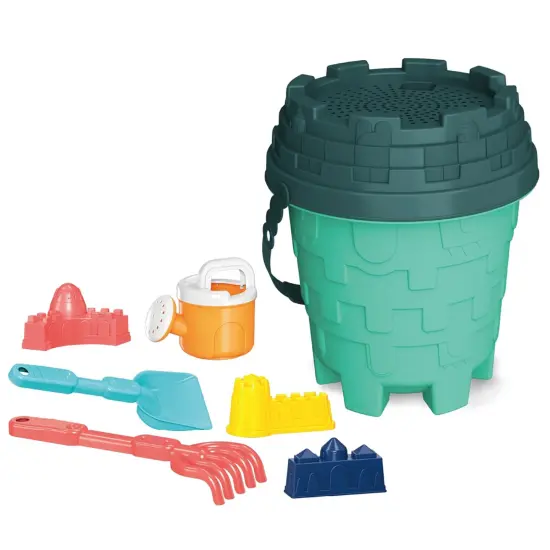 Nothing But Fun Toys: Splash N' Dig Sand Set - Beach & Water Play, Bucket, 3 Castle Mold Toys, Sifter, Rake, Shovel, Watering Pail, Kids & Toddlers 2+ {1}