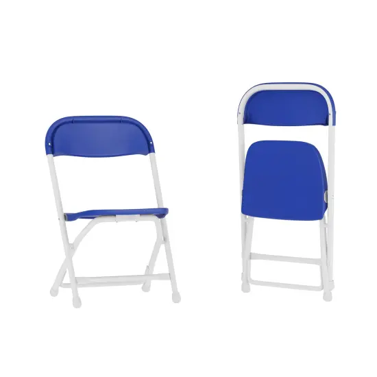 Emma and Oliver 2 Pack Kids Plastic Folding Chair Daycare Home School Furniture Blue {2}