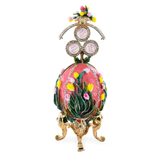 1898 Lilies of the Valley Royal Imperial Metal Easter Egg in Pink {1}