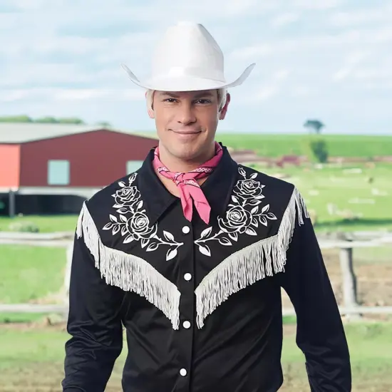 Rancher White Cowboy Hat Adult Costume Accessory {4}