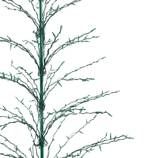 Northlight 9' Black Pre-Lit Artificial Cascade Twig Christmas Tree - Green Lights {6}