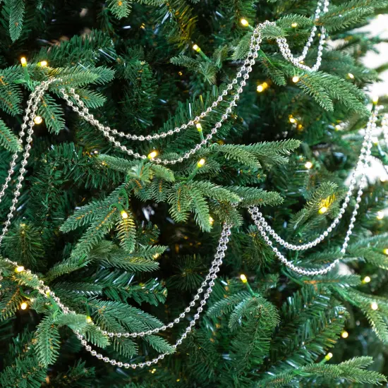 Northlight Shiny Beaded Christmas Garland -15' x .25" - Silver - Unlit {1}