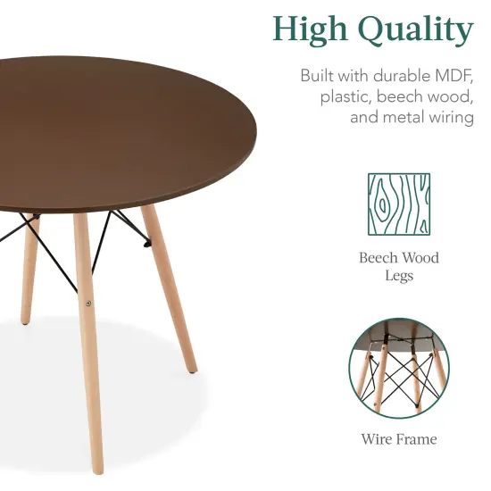 Best Choice Products 5-Piece Compact Mid-Century Modern Dining Set w/ 4 Chairs, Wooden Legs Brown/Oak {5}