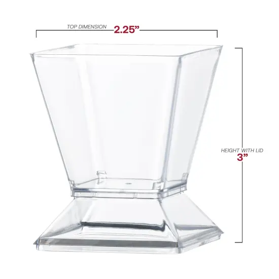 Clear Square Disposable Plastic Mini Cups with Lids - 3.5 oz. (288 Cups) {3}