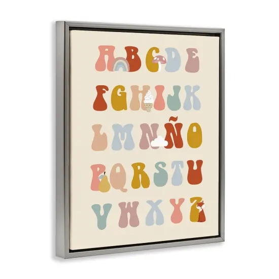 Stupell Industries Alfabeto Ilustrado Infantil Framed Floater Canvas Wall Art Gray Floater Frame {3}