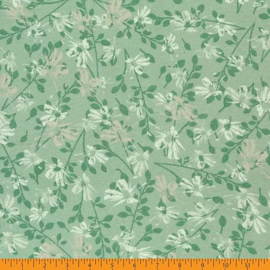 Mook Fabrics Aster Flannel Fabric [108 in. Wide] - By The Yard Granite Green {3}