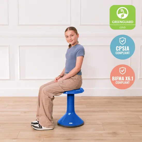 ACE Active Core Engagement Wobble Stool, Portable Flexible Seating, 18in Seat Height Blue {5}