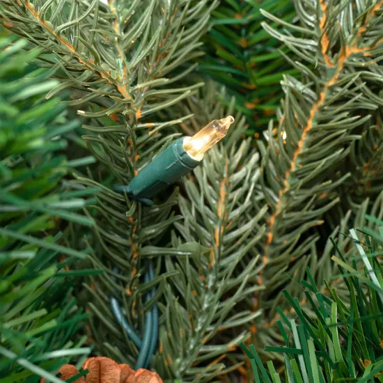 Northlight Real Touch&trade; Pre-Lit Mixed Noble Spruce Wreath - 24" - Clear Lights Green {7}