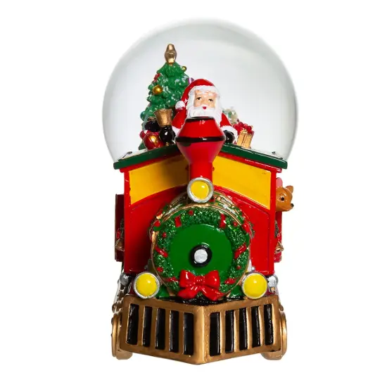 Kurt Adler 120MM Musical Santa Driving Train Water Globe {2}