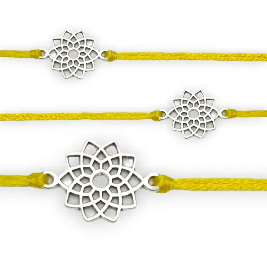 Lotus Charm Rakhi Bracelet Indian Rakhi Bracelet Desi Favors Rakhi for Raksha Bandhan Handcrafted Rakhi for Brother Bhaiya Bhabhi Bracelet with Ties {5}