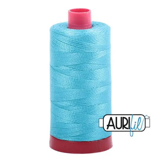 5005 Bright Turquoise Aurifil Cotton 12 WT Large Spool {1}