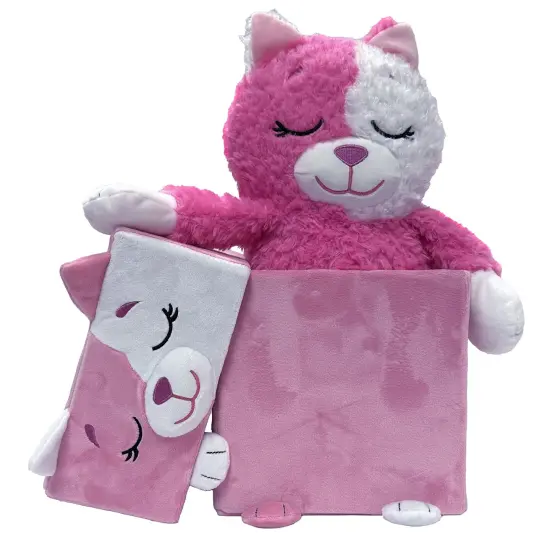 Happy Nappers: Adorable Storables - Cat - Pink & White - 8&rdquo; Character Box & Surprise 8&rdquo; Plush Toy w/ Weighted Paws, Square Storage Bin, Kids Ages 1+ {6}