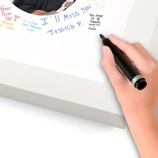 Autograph White Wood Frame with Heart Blue Mat - Perfect for Event Signatures, Full-Color Pen Set Included - 3 Sizes Available {4}