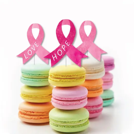 Big Dot of Happiness Pink Ribbon Decor - Small DIY Breast Cancer Awareness Cut-Outs - 24 Count {4}