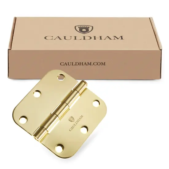 Cauldham Heavy-Duty 3-1/2" Interior Door Hinges with 5/8" Radius Corners - Brass {6}