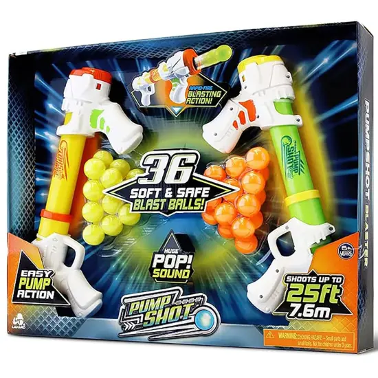 Lanard: Ballist-X Pump Shot Ball Blaster: X-4 Twin Pack - Yellow-Green, 2 Toy Foam Blasters, Pump-Action, Indoor-Outdoor Play, Shooter Bundle, Kids 6+ {5}