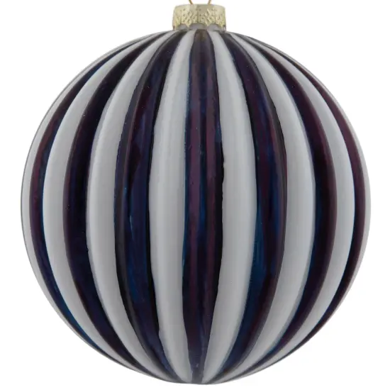 Northlight 4" Blue and White Striped Glass Christmas Ornament {4}