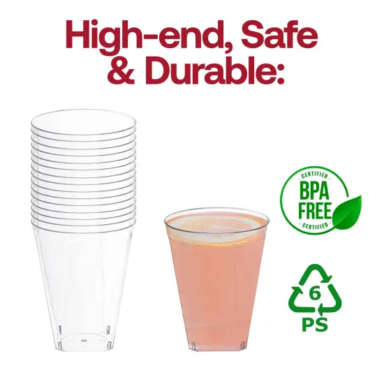 Clear Square Bottom Disposable Plastic Cups - 7 oz. (500 Cups) {4}