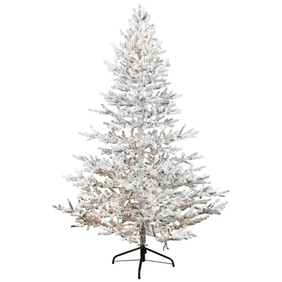 Northlight Pre-Lit Medium Flocked IPT Artificial Garden Christmas Tree - 7.5' - Warm White LED Lights {3}