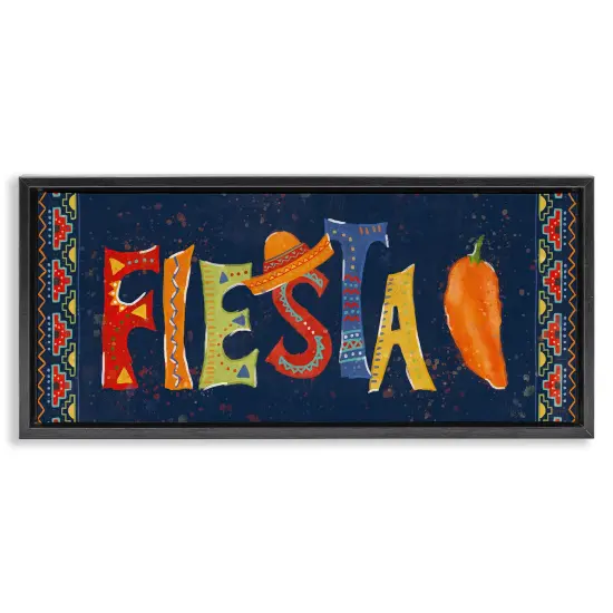 Stupell Industries Fiesta con Pimiento Colorido Framed Floater Canvas Wall Art Gray Floater Frame {7}