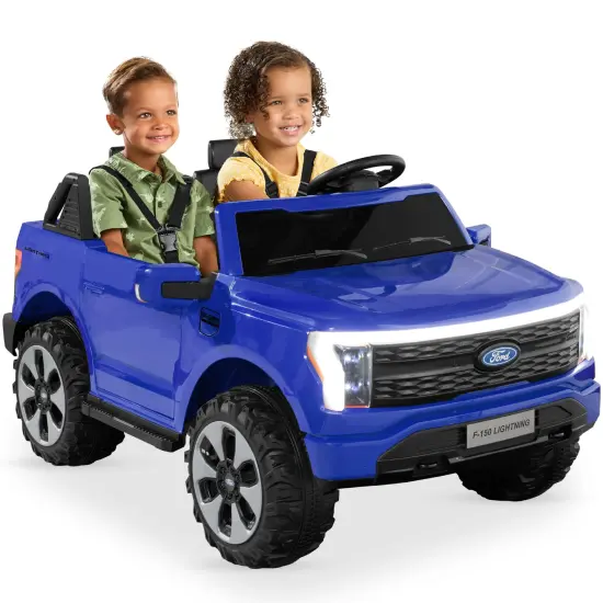 Best Choice Products Kids 24V Ride On Truck Officially Licensed Ford Lightning w/ Remote, LED Lights, 2 Speeds Blue {1}
