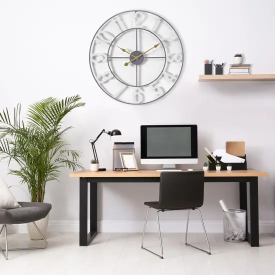 Sorbus Large Wall Clock - 24-inch Decorative Numeral Wall Clock - Battery Operated Analog - Living Room and Kitchen D&eacute;cor White {6}