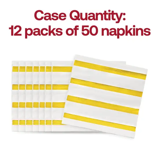 Durable White with Gold Stripes Paper Beverage/Cocktail Napkins (600 Napkins) {5}