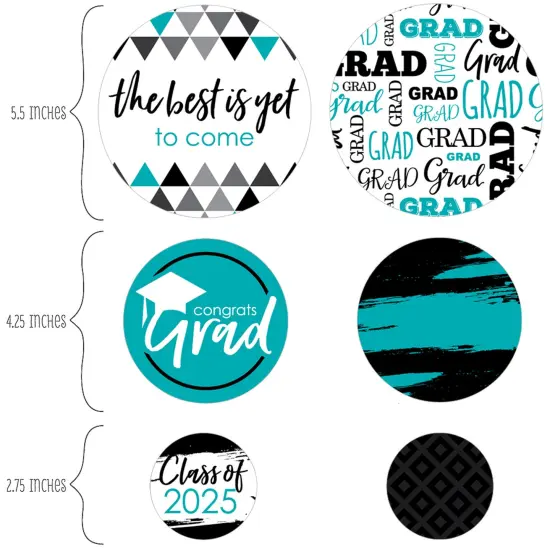 Big Dot of Happiness 2025 Teal Graduation Party Giant Circle Confetti - Party Decorations - Large Confetti 27 Count {3}