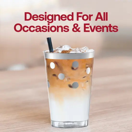 Clear with Silver Dots Round Disposable Plastic Tumblers - 12 oz. (240 Cups) {6}