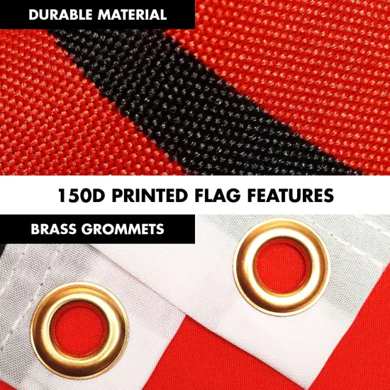 G128 Combo Pack: 6 Ft Twist Free Aluminum Spinning Flagpole (Silver) & Malawi Flag | 3x5 Ft | LiteWeave Pro Series Printed 150D Polyester | Pole with Flag Included {4}