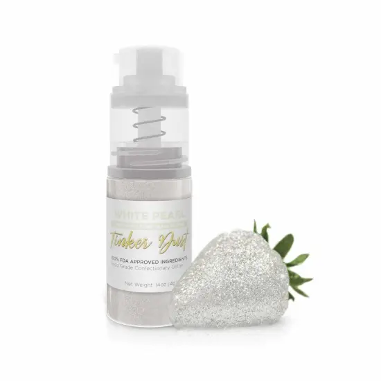 Bakell - White Pearl Tinker Dust Edible Glitter (4g, 1x Mini Spray Pump) for Food, Desserts, and Beverages! {1}