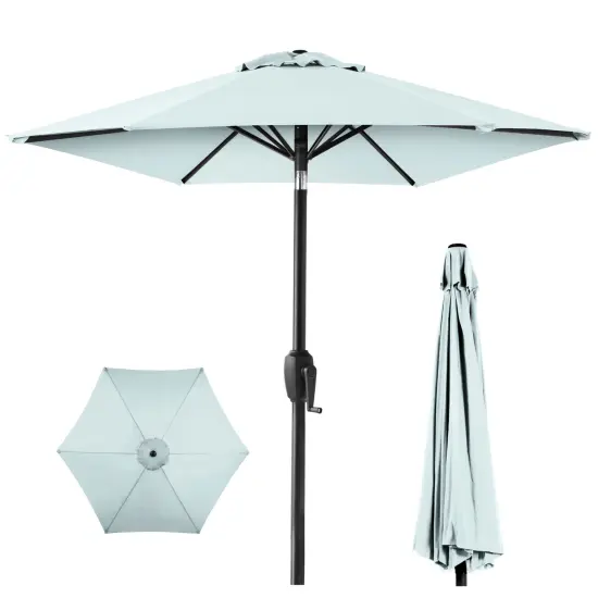 Best Choice Products 7.5ft Heavy-Duty Outdoor Market Patio Umbrella w/ Push Button Tilt, Easy Crank Baby Blue {1}