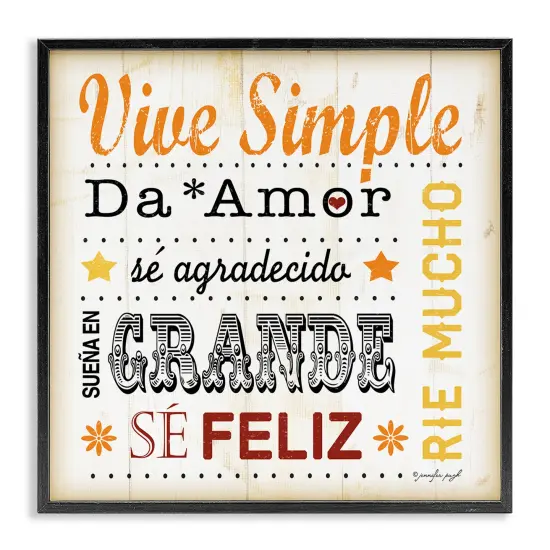 Stupell Industries Inspiraciones Diarias de Felicidad Framed Giclee Art Black Framed {7}