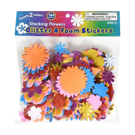 Glitter Foam Stickers Flowers Stacking {1}