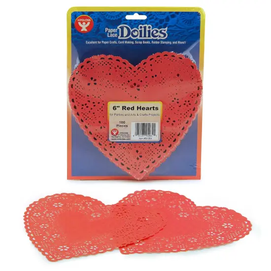 Heart Doilies, Red, 6", Pack of 100 {1}