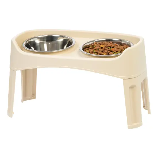 IRIS Large Plastic Elevated Feeder Almond {3}