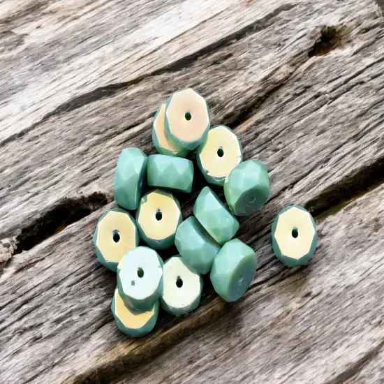 *15* 4x6mm Opaque Turquoise AB Fire Polished Rondelle Heishi Beads {2}