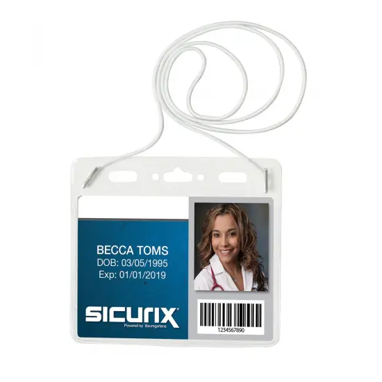 Convention Size Badge Holders with Cord, Horizontal, Pack of 25 {1}