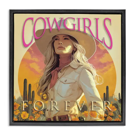 Stupell Industries Cowgirls Forever Portrait Framed Floater Canvas Wall Art Design by Steve Hunziker {1}