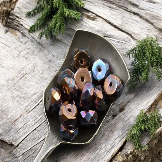 *15* 4x6mm Purple Copper Lustered Root Beer Topaz Fire Polished Rondelle Heishi Beads {4}