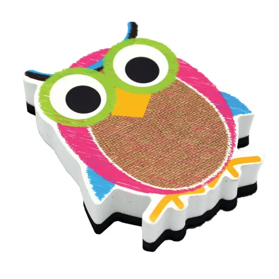 Magnetic Whiteboard Eraser, Burlap Scribble Owl {1}