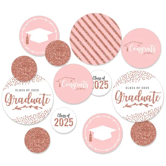 Big Dot of Happiness Rose Gold Grad - 2025 Graduation Party Giant Circle Confetti - Party Decorations - Large Confetti 27 Count {1}