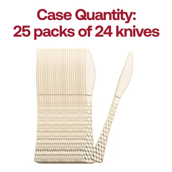 Shiny Gold Glamour Cutlery Disposable Plastic Knives (600 Knives) {5}