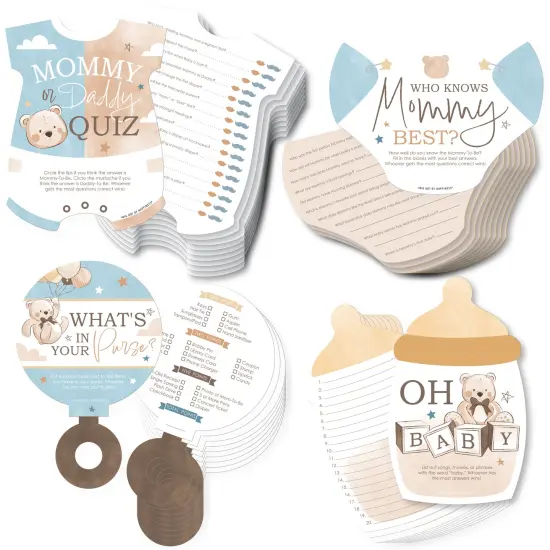 Big Dot of Happiness We Can Bearly Wait - 4 Teddy Bear Baby Shower Games - 10 Cards Each - Gamerific Bundle {1}