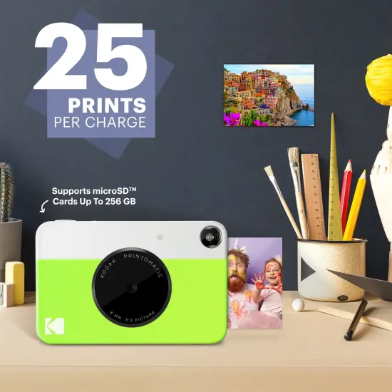 Kodak Printomatic 5MP Instant Print Camera & Zink Photo Paper (75 Sheets) Bundle Green {4}