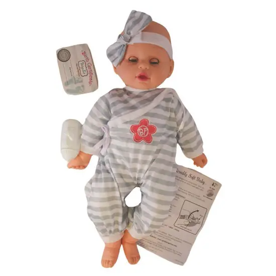 Goldberger Baby's First 19" Unbelievably Soft Baby Doll in Grey Stripes {3}