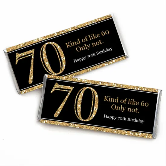 Big Dot of Happiness Adult 70th Birthday - Gold - Candy Bar Wrappers Birthday Party Favors - Set of 24 {1}